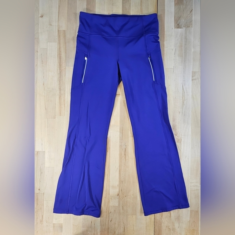 Athleta Rainier Bootcut Pant Purple Zipper Pockets Women's Size Large